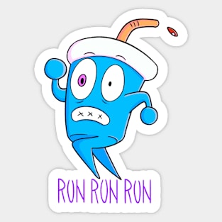 Soda running, funny fast food design "RUN RUN RUN" Sticker